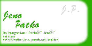 jeno patko business card